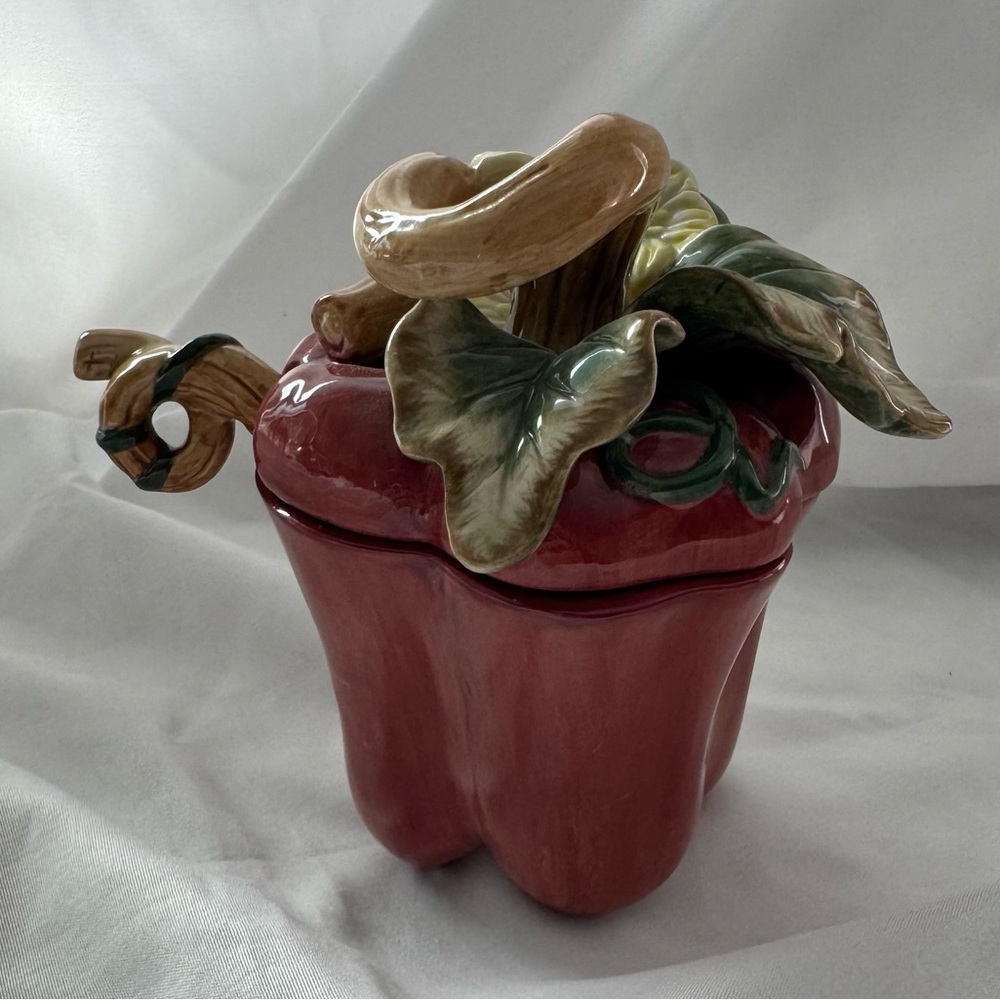 Fitz & Floyd Gardening Gourmet Red Bell Pepper Condiment Jar with Spoon